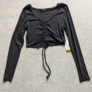 Black Long-sleeved Crop Top by Jeaniologie BNWT